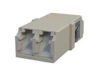 Shuttered LC Duplex Fiber Optic Adapter, Beige - Front View