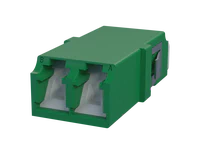 Shuttered LC Duplex Fiber Optic Adapter, Green - Front View