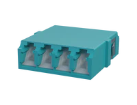 Shuttered LC Quadplex Fiber Optic Adapter, Aqua - Front View