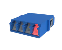 Shuttered LC Quadplex Fiber Optic Adapter, Blue - VFL Demonstration
