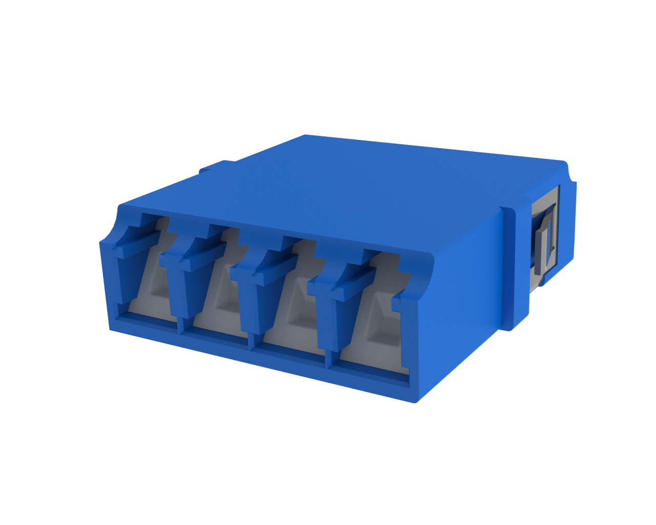 Adaptador de fibra óptica LC dúplex con obturador, verde - Vista frontal
