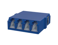 Shuttered LC Quadplex Fiber Optic Adapter, Blue - Front View