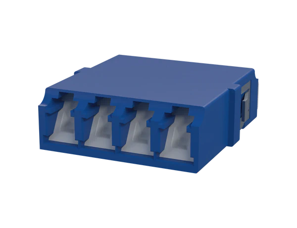 Shuttered LC Duplex Fiber Optic Adapter, Green - Front View