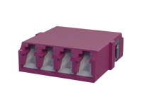 Shuttered LC Quadplex Fiber Optic Adapter, Erika Violet - Front View