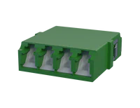 Shuttered LC Quadplex Fiber Optic Adapter, Green - Front View