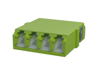 Shuttered LC Quadplex Fiber Optic Adapter, Lime Green - Front View