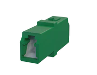 Shuttered LC Simplex Fiber Optic Adapter, Green - Front View