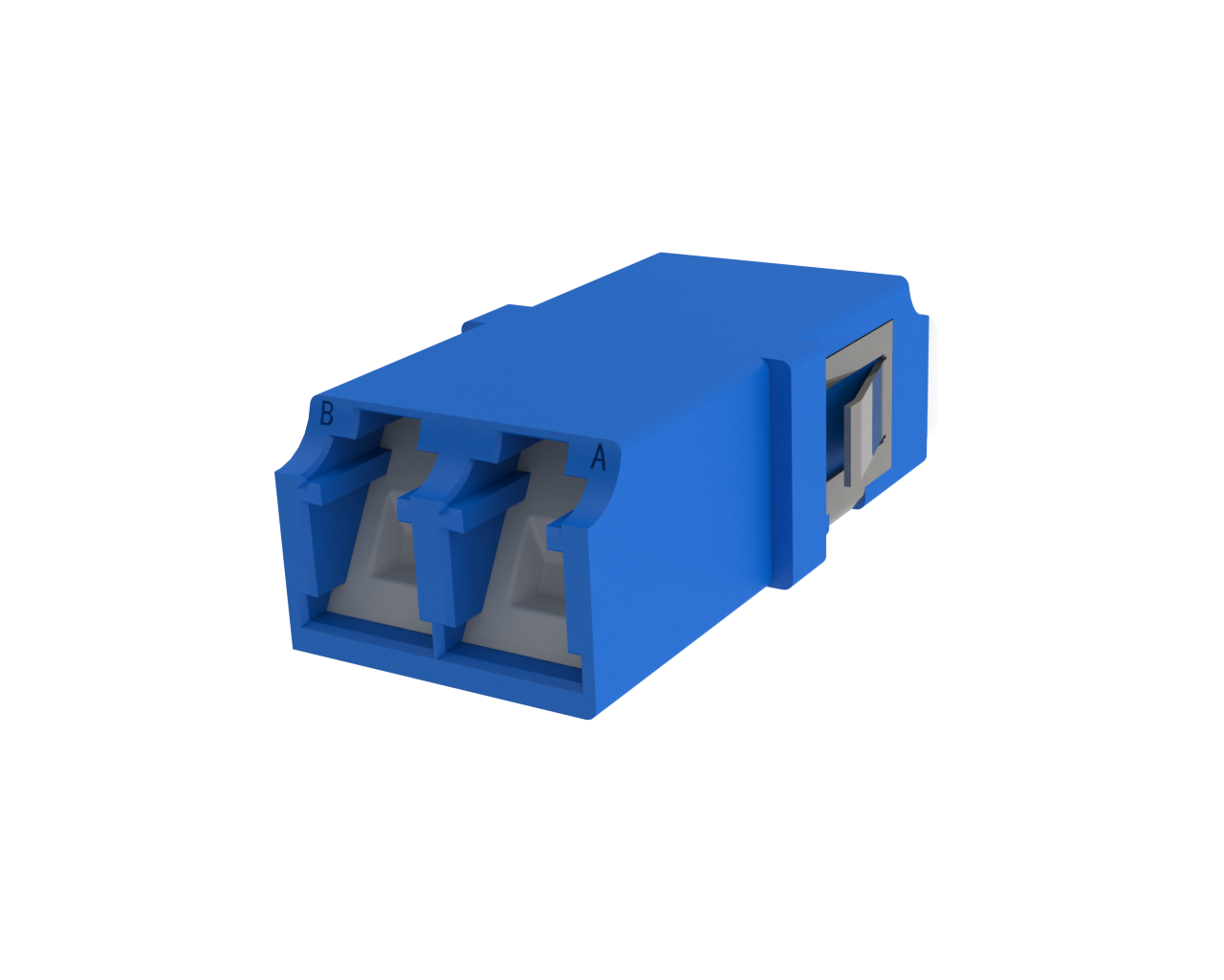 Adaptador de fibra óptica LC con obturador - Vista frontal