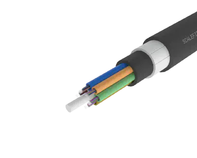 
Cable de fibra óptica exterior de tubo holgado blindado de alta
resistencia – PE/PA/PE, 72 fibras