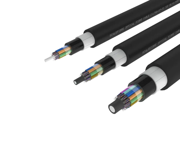 
Cable de fibra óptica para exteriores con tubo holgado y armadura no
metálica, revestimiento de PE/PA/PE, 72, 96 y 144 fibras