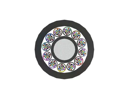 Cabo de fibra óptica de tubo solto 144F Mini, seção transversal