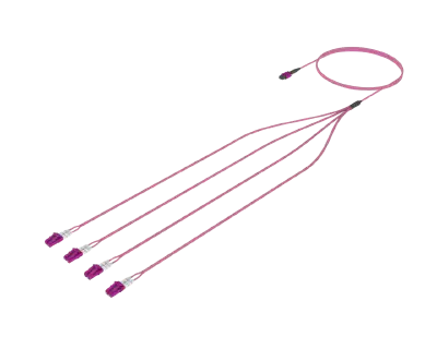 8 Fibre MPO to LC Fanout, OM4 Erika Violet