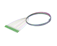 Pigtail de fibra óptica monomodo com buffer de 900 µm, LC/APC, colorido, pacote com 12 unidades