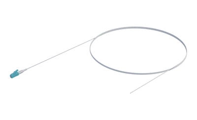 Pigtail de fibra óptica OM4 com buffer de 900 µm, LC/UPC, Aqua