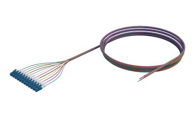 Pigtail de fibra óptica monomodo com buffer de 900 µm, LC/UPC, colorido, pacote com 12 unidades