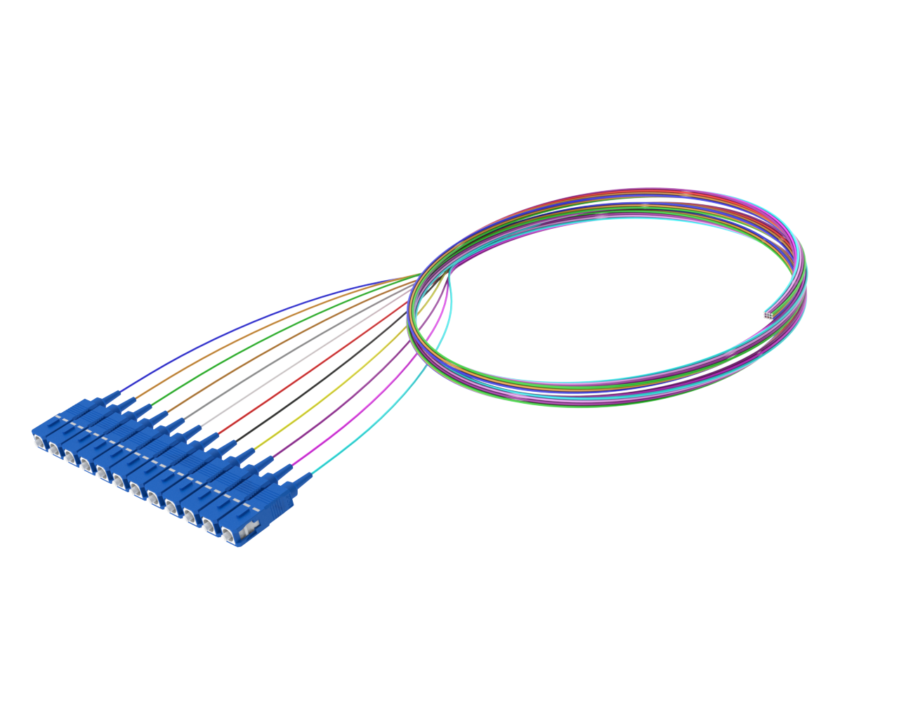 900um Buffered Single Mode Optical Fibre Pigtail, LC/APC, Coloured 12 Pack