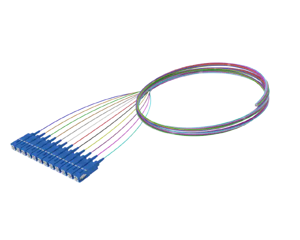 Pigtail de fibre optique monomode tamponné 900 µm, LC/APC, paquet de 12 colorés