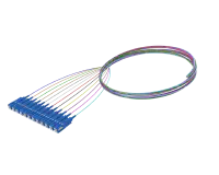 Pigtail de fibra óptica monomodo com buffer de 900 µm, SC/UPC, colorido, pacote com 12 unidades