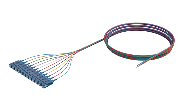 Pigtail de fibra óptica monomodo con recubrimiento ajustado de 900 µm, LC/APC, paquete de 12 unidades coloreadas