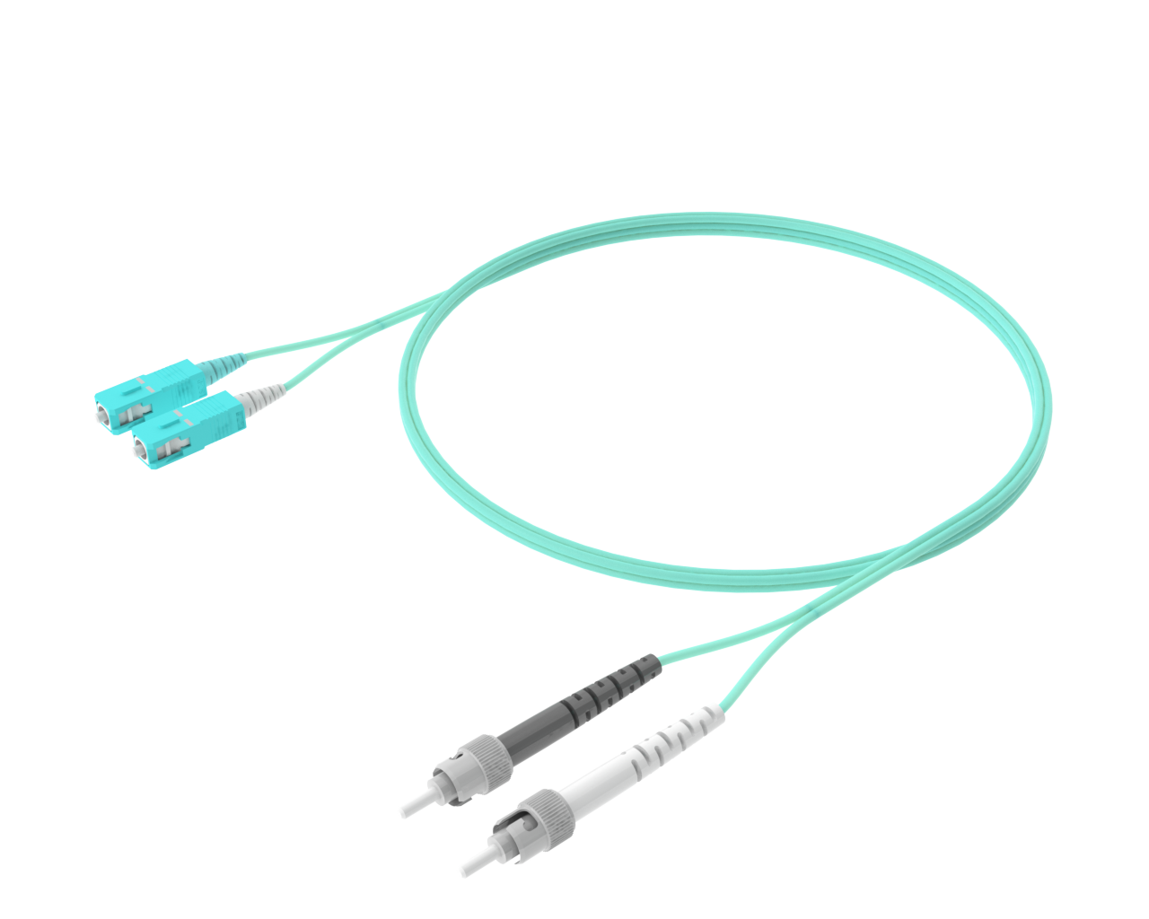 Cable de conexión dúplex OM4 - SC-ST, color aguamarina