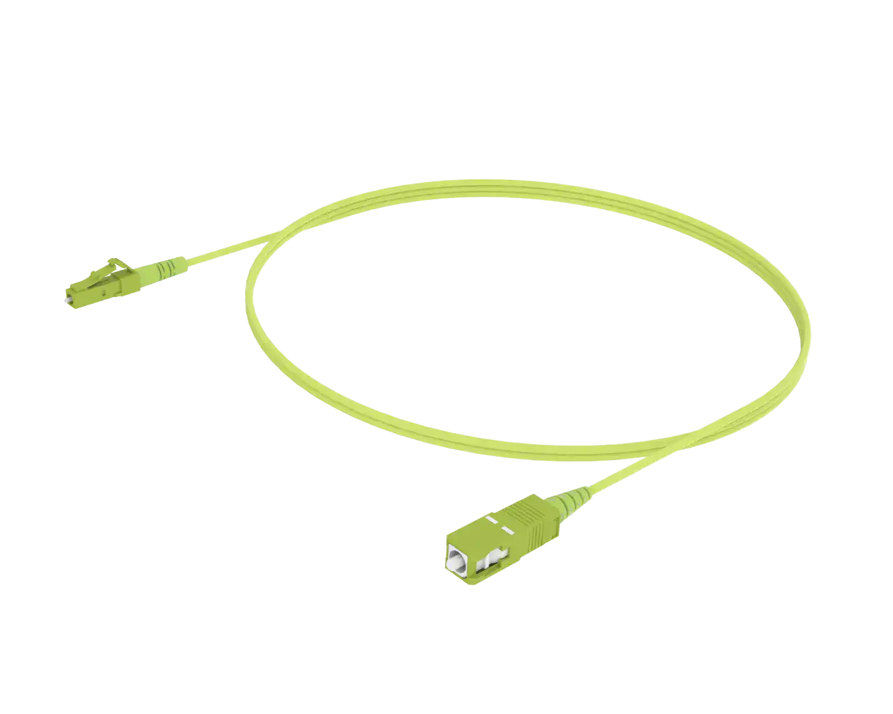 Cordon de brassage OM5 simplex - LC/UPC vers SC/UPC, vert citron