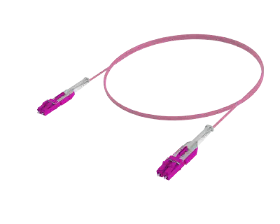 OM4 Single Cord Duplex Patch Cord - LC/UPC to LC/UPC, Erika Violet